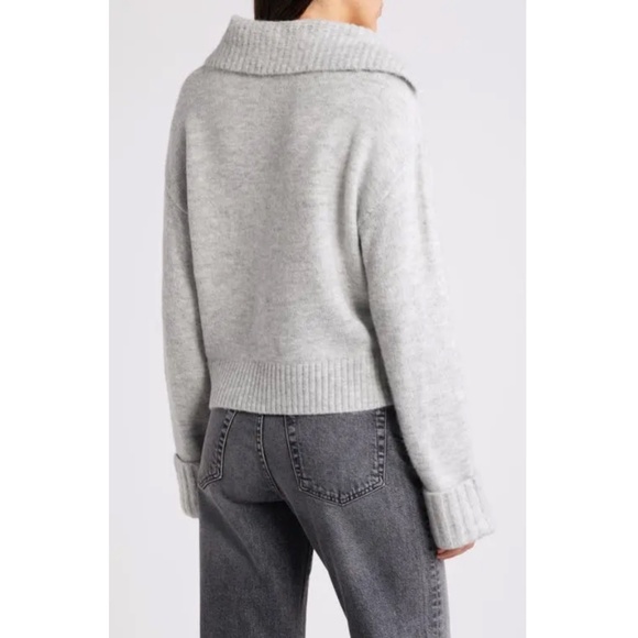 *SOLD* Treasure & Bond Oversize Johnny Collar Sweater Grey Heather Medium NWT - Picture 3 of 16
